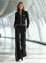 Casual White Long-Sleeved Top And Trousers Set
